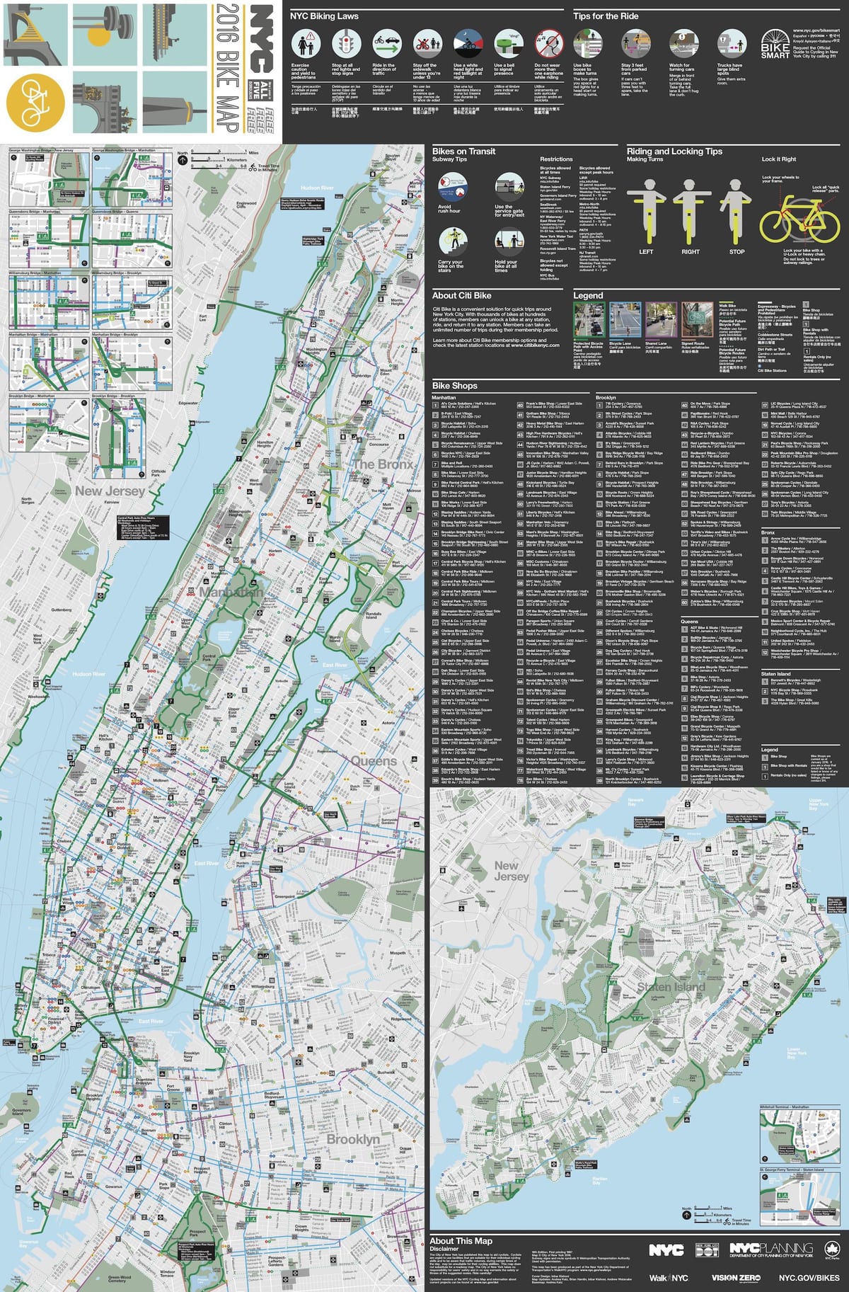 Manhattan bisiklet haritası