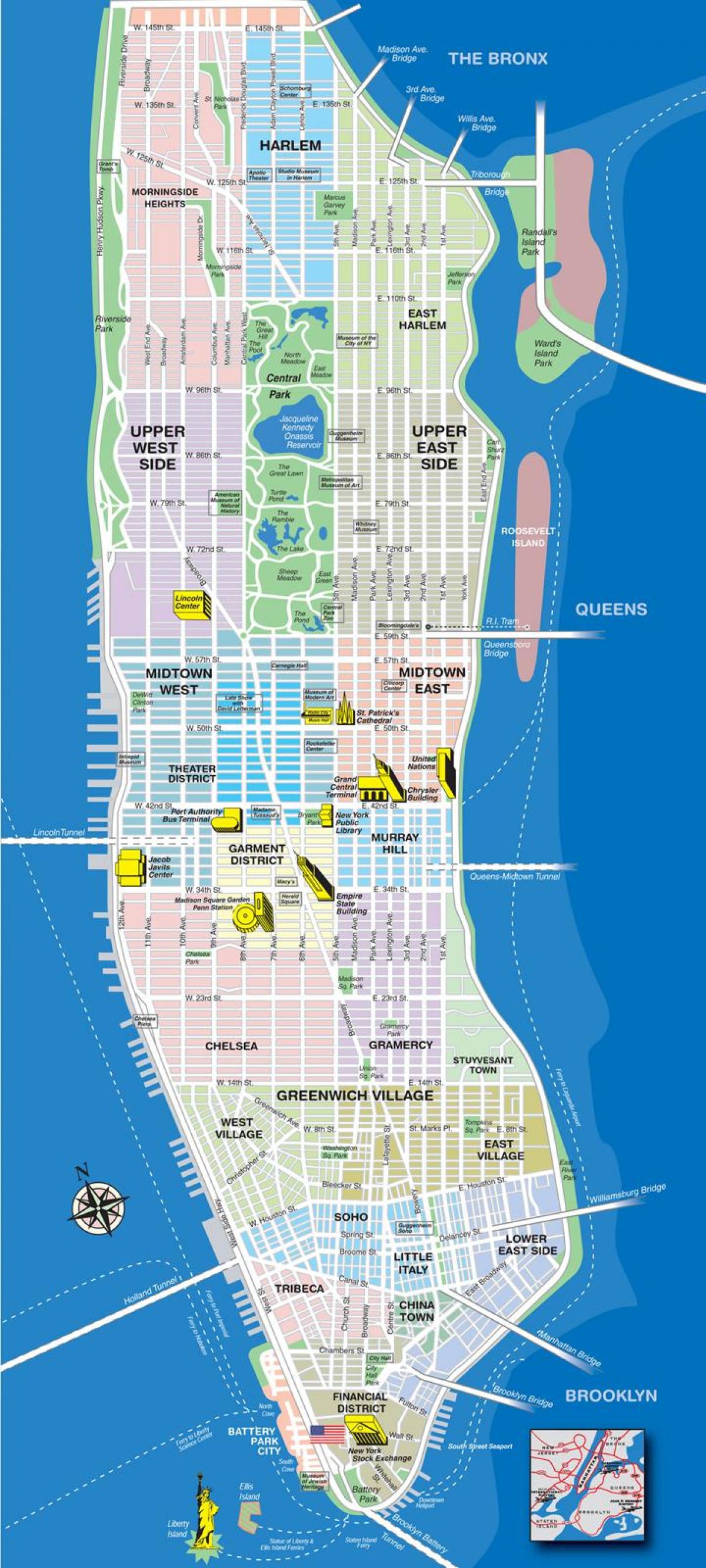üst Manhattan mahalleleri haritası