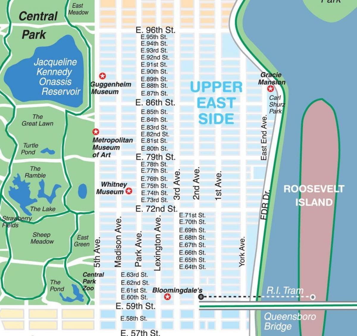 upper east side, Manhattan haritası