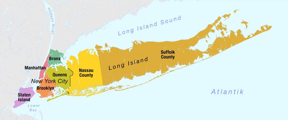 New York Manhattan haritası ve long ısland
