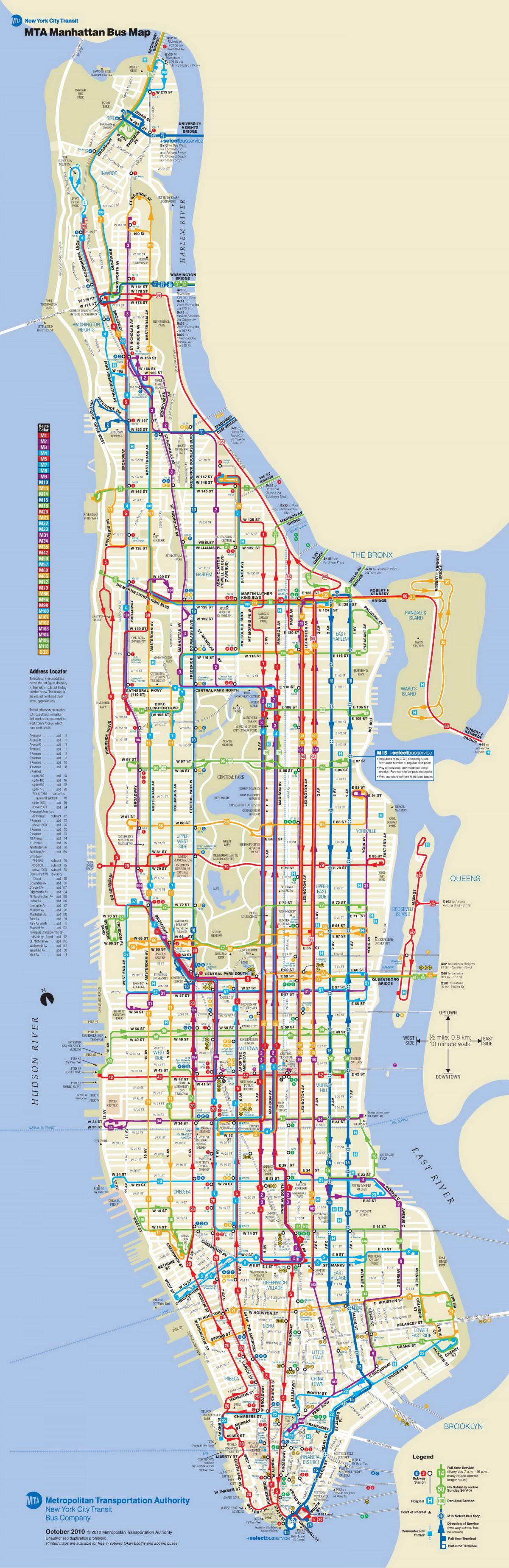 NYC otobüs harita Manhattan