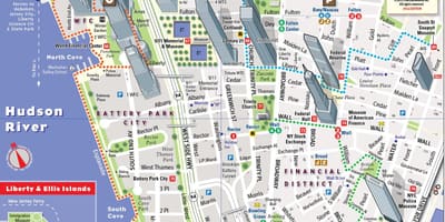 Aşağı Manhattan turistik haritası